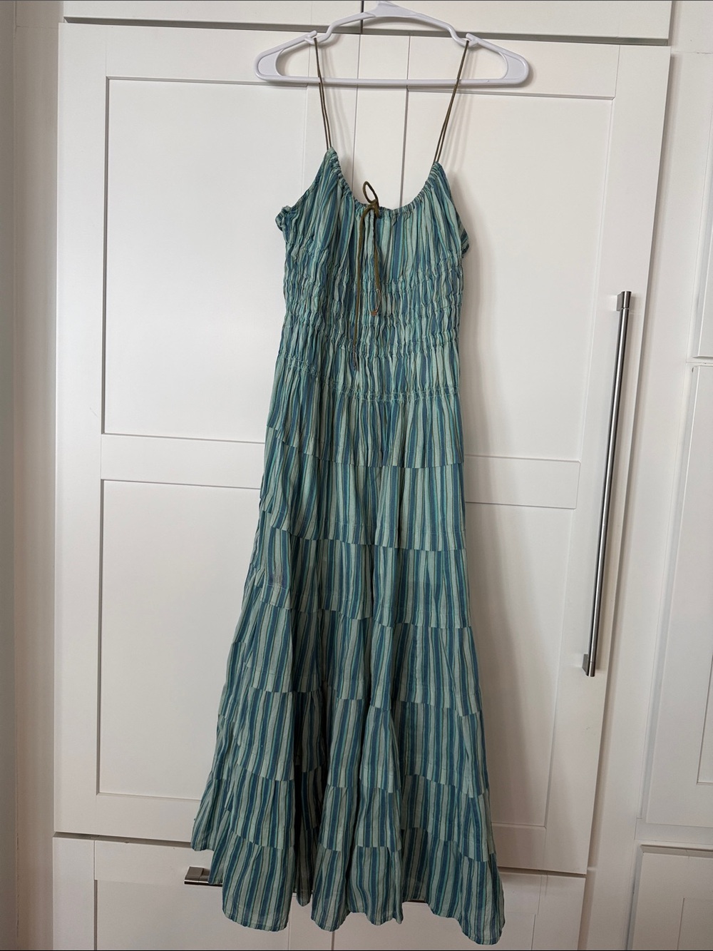 Free People Teal and Aqua Striped Maxi Dress